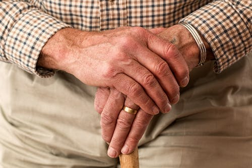 closeup of an old man’s hands